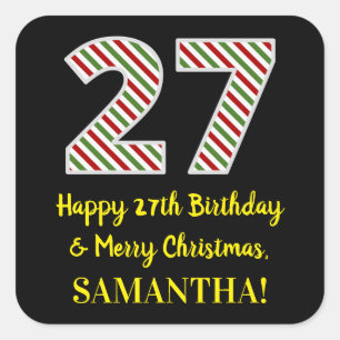Happy 27th Birthday & Merry Kerstmis, aangepaste n Vierkante Sticker