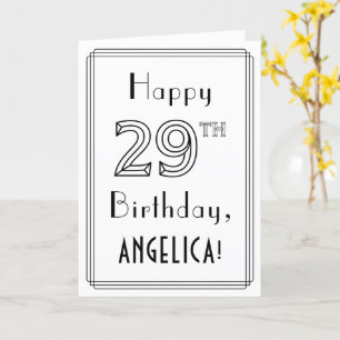 Happy 29th Birthday, Art Deco Style met aangepaste Kaart
