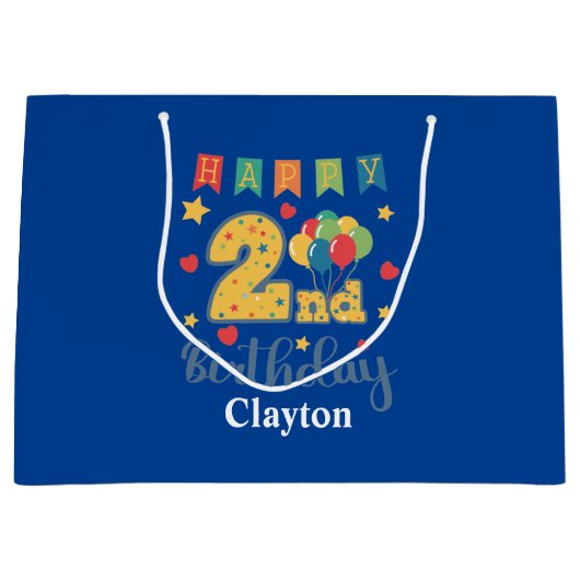 Happy 2e anniversaire grand sac cadeau (Devant)