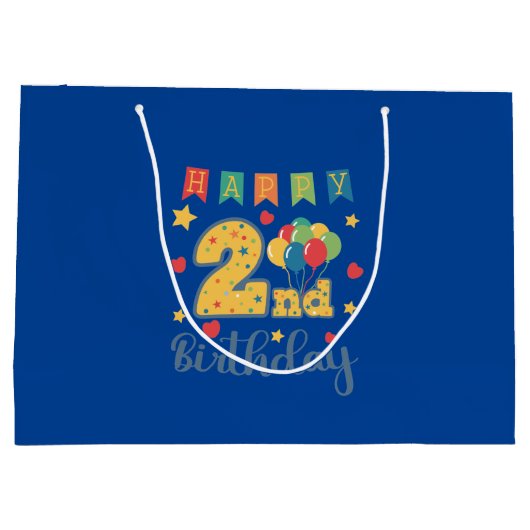 Happy 2e anniversaire grand sac cadeau (Dos)