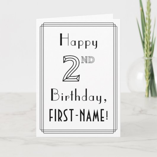 Happy 2e verjaardag, Art Deco Style met aangepaste Kaart (Voorkant)