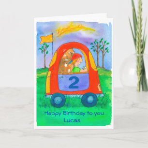 Happy 2nd Birthday Boy Custom Name Kaart