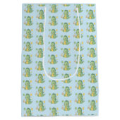 Happy 2nd Birthday, Cute Dragon, Personalized Medium Cadeauzakje (Achterkant)