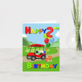 Happy 2nd Birthday Red Boys Golf Kaart (Voorkant)
