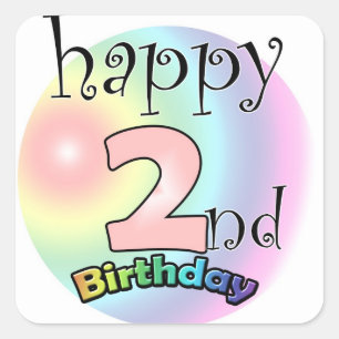 Happy 2nd Birthday (roze) Vierkante Sticker