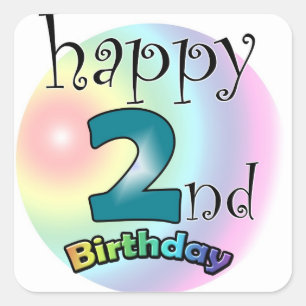 Happy 2nd Birthday Vierkante Sticker