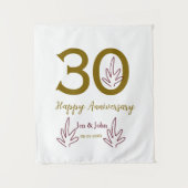 Happy 30th anniversary name date golden red leaf wandkleed (Voorkant)
