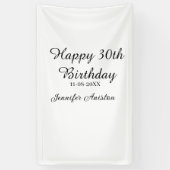 Happy 30th birthday add name date stylish simple  spandoek (Verticaal)