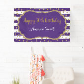 Happy 30th Birthday Banner.Paars en Gold Glitter Spandoek (Insitu)