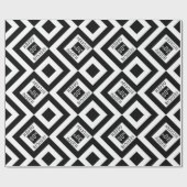Happy 30th Birthday Black White Geometric Pattern Cadeaupapier (Vlak)
