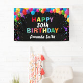 Happy 30th Birthday Colorful Balloons Confetti Spandoek (Insitu)