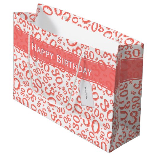 Happy 30th Birthday Coral Random Number Pattern Groot Cadeauzakje (Voorkant Gekanteld)