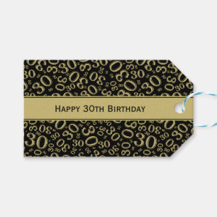 Happy 30th Birthday Gold/Black Number Pattern Cadeaulabel