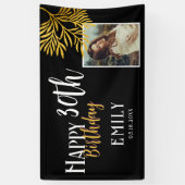 Happy 30th Birthday Gold Foliage Photo Backdrop Spandoek (Verticaal)