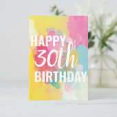 Happy 30th Birthday Kaart ("Gradients Waterverf") (Staand voorkant)