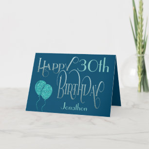 Happy 30th Birthday Name Blue Kaart