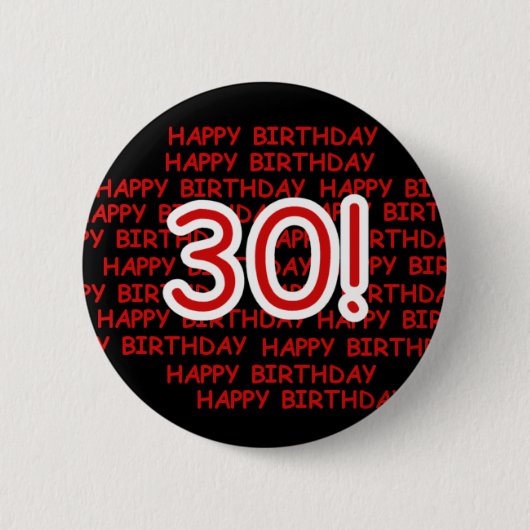 Happy 30th Birthday Ronde Button 5,7 Cm (Voorkant)