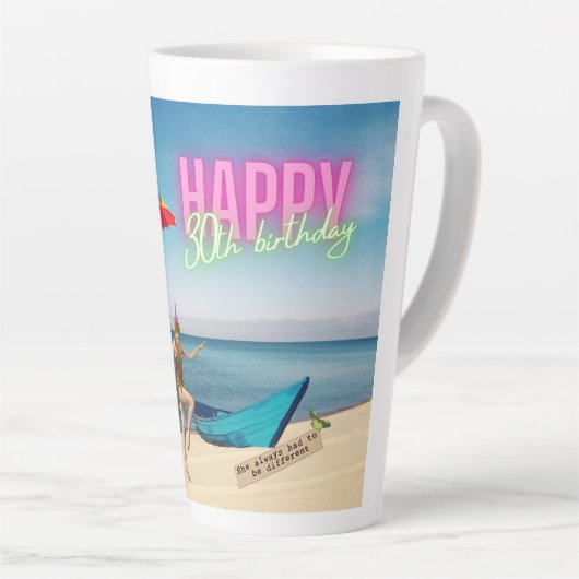 Happy 30th Fun & Funky Birthday Latte Mok (Rechterhoek)