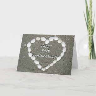 Happy 30th Jubileum Seashell hartkaart Kaart