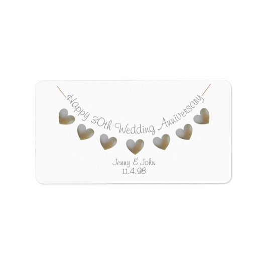 Happy 30th Wedding Jubileum parellabel Etiket (Voorkant)