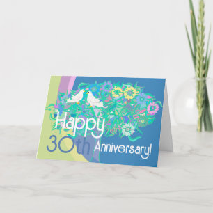 Happy 30th White Doves Jubileum Kaart