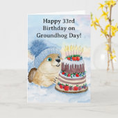  Happy 33rd Groundhog Day Birthday  Kaart (Gele Bloem)