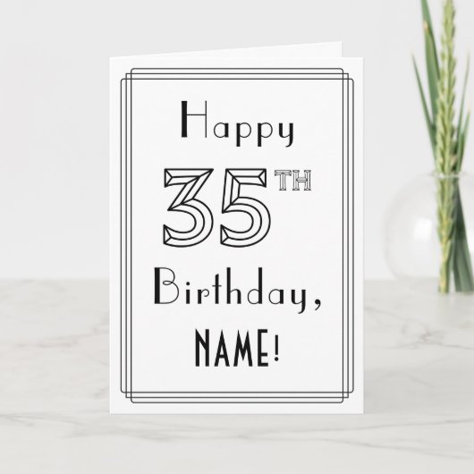 Happy 35th Birthday, Art Deco Style met aangepaste Kaart (Voorkant)