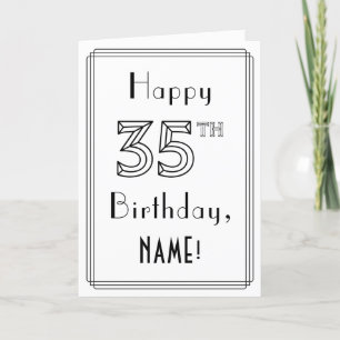 Happy 35th Birthday, Art Deco Style met aangepaste Kaart