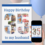 Happy 35th Birthday Husband 35 Photo Collage<br><div class="desc">Dites Happy 35th Birthday Husband (modifiable) avec une carte d'anniversaire unique et votre propre collage photo personnalisé. Cette carte d'anniversaire pour papa a une typographie moderne en bleu et un style simple afin de se concentrer sur vos photos dans le numéro 35. Le modèle est configuré pour vous pour modifier...</div>