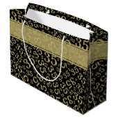 Happy 35th Birthday Number Pattern Black/Gold Groot Cadeauzakje (Achterkant Gekanteld)
