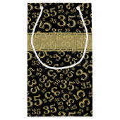 Happy 35th Birthday Number Pattern Black/Gold Klein Cadeauzakje (Achterkant)