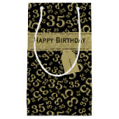 Happy 35th Birthday Number Pattern Black/Gold Klein Cadeauzakje (Voorkant)