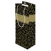 Happy 35th Birthday Number Pattern Black/Gold Wijn Cadeautas (Achterkant Gekanteld)