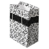 Happy 35th Birthday Number Pattern Black/White Medium Cadeauzakje (Achterkant Gekanteld)
