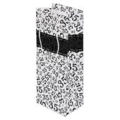 Happy 35th Birthday Number Pattern Black/White Wijn Cadeautas (Achterkant Gekanteld)