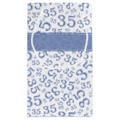 Happy 35th Birthday Number Pattern Blue/White Klein Cadeauzakje (Achterkant)