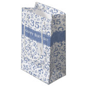 Happy 35th Birthday Number Pattern Blue/White Klein Cadeauzakje (Voorkant Gekanteld)