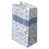 Happy 35th Birthday Number Pattern Blue/White Klein Cadeauzakje (Achterkant Gekanteld)