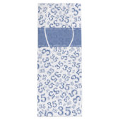 Happy 35th Birthday Number Pattern Blue/White Wijn Cadeautas (Achterkant)