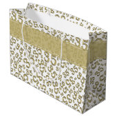 Happy 35th Birthday Number Pattern Gold/White Groot Cadeauzakje (Achterkant Gekanteld)