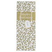 Happy 35th Birthday Number Pattern Gold/White Wijn Cadeautas (Voorkant)