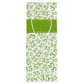 Happy 35th Birthday Number Pattern Green/White Wijn Cadeautas (Achterkant)