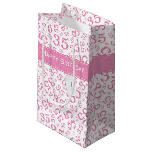 Happy 35th Birthday Number Pattern Pink/White Klein Cadeauzakje