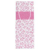 Happy 35th Birthday Number Pattern Pink/White Wijn Cadeautas (Achterkant)