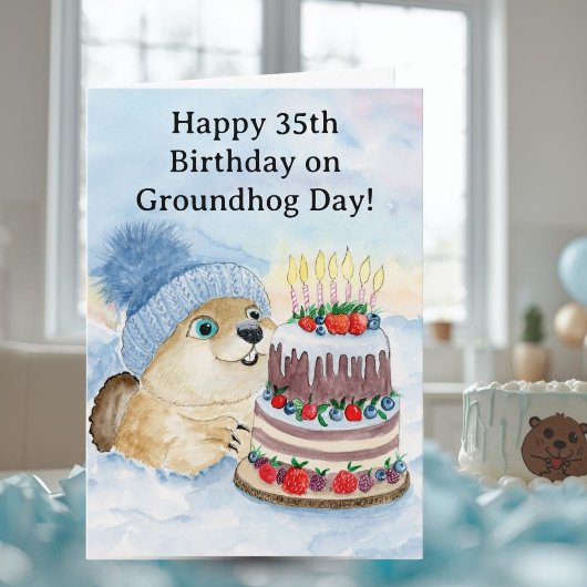 Happy 35th Groundhog Day Birthday Kaart