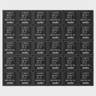 HAPPY 37TH BIRTHDAY; Art Deco Style met aangepaste Cadeaupapier