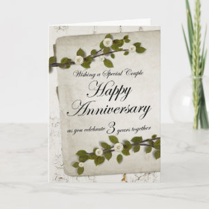 Happy 3e jaar Jubileum Bloemen Kaart