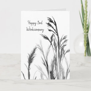 Happy 3e Workiversary Zwart Wit Planten Kaart