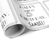 HAPPY 3RD BIRTHDAY; Art Deco Style; aangepaste naa Cadeaupapier (Rol Hoek)