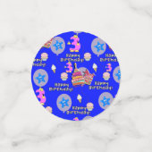 Happy 3rd Birthday Confetti, #3 Blue Confetti (Kleine voorkant)